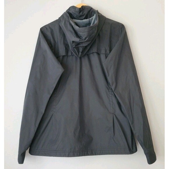Columbia Black Gray Nylon Zip Up Hooded Windbreaker Jacket Womens Large - Picture 5 of 7